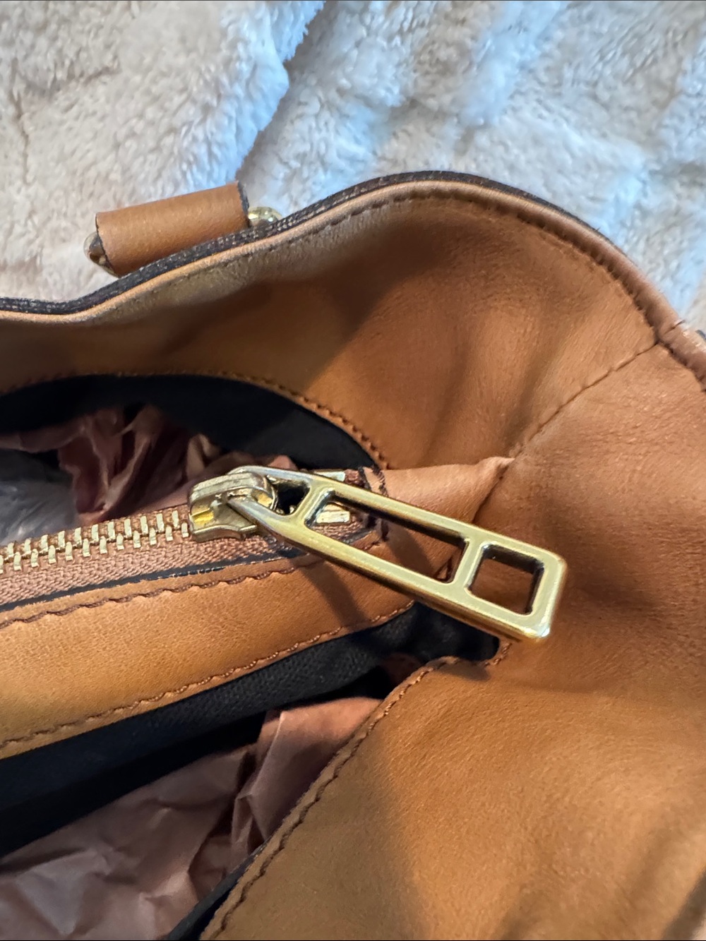 Burberry Beige Plaid and Brown Leather Satchel - Picture 14 of 15